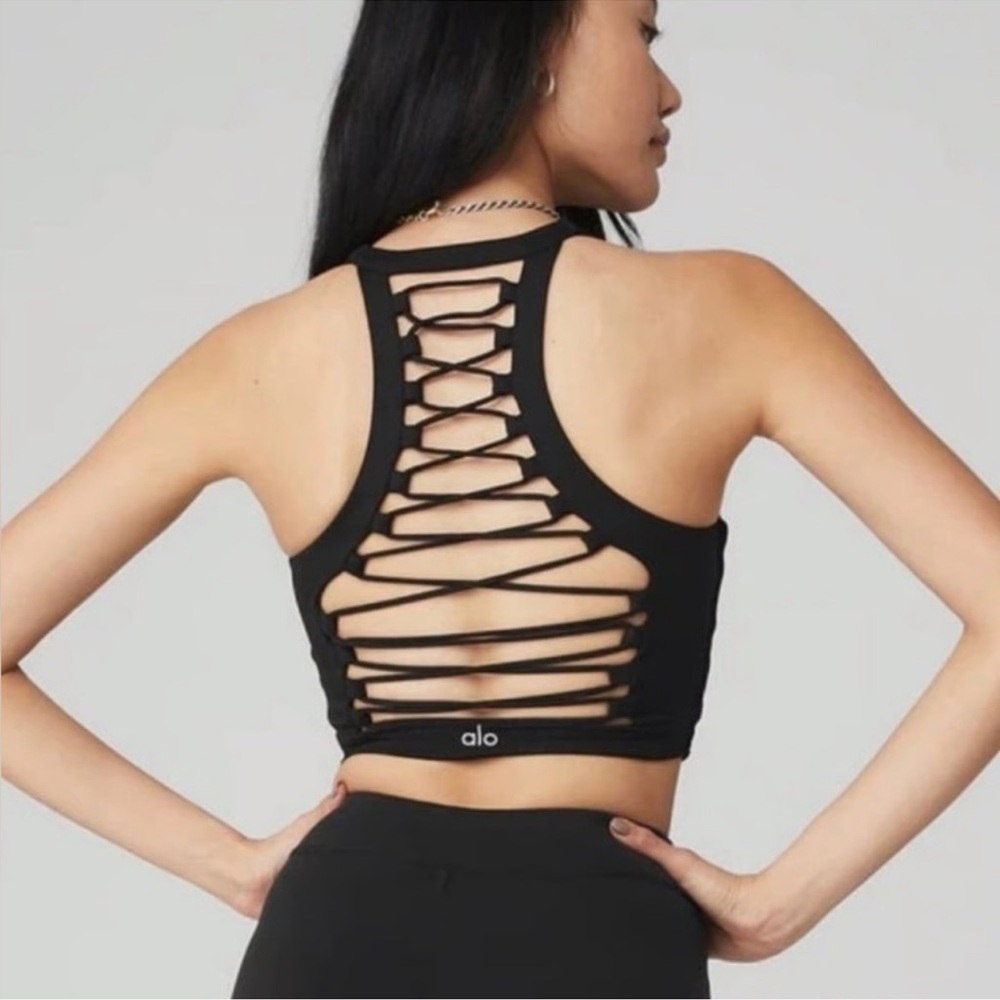 ALO Yoga Black Strappy Crop Top